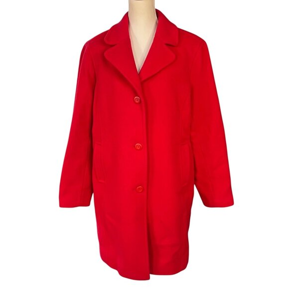 L.L. Bean Women's Bellandi Wool Pea Coat Red Size 18 Regular - Picture 1 of 8